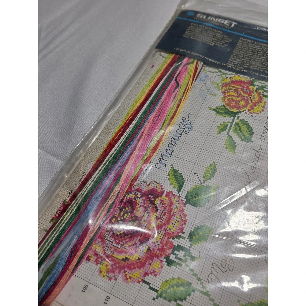 Sunset‎ Counted Cross Stitch Kit Victorian Keepsake Marriage Roses 2987 Vintage
